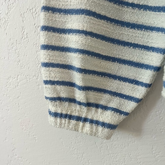 Aerie Women Small Terrycloth Sweatshirt Pullover Blue Striped Beach Summer Lace - Picture 3 of 7